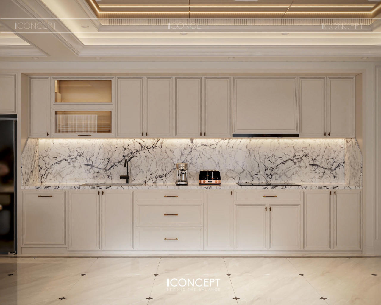 Mẫu thiết kế nội thất không gian bếp phong cách Luxury