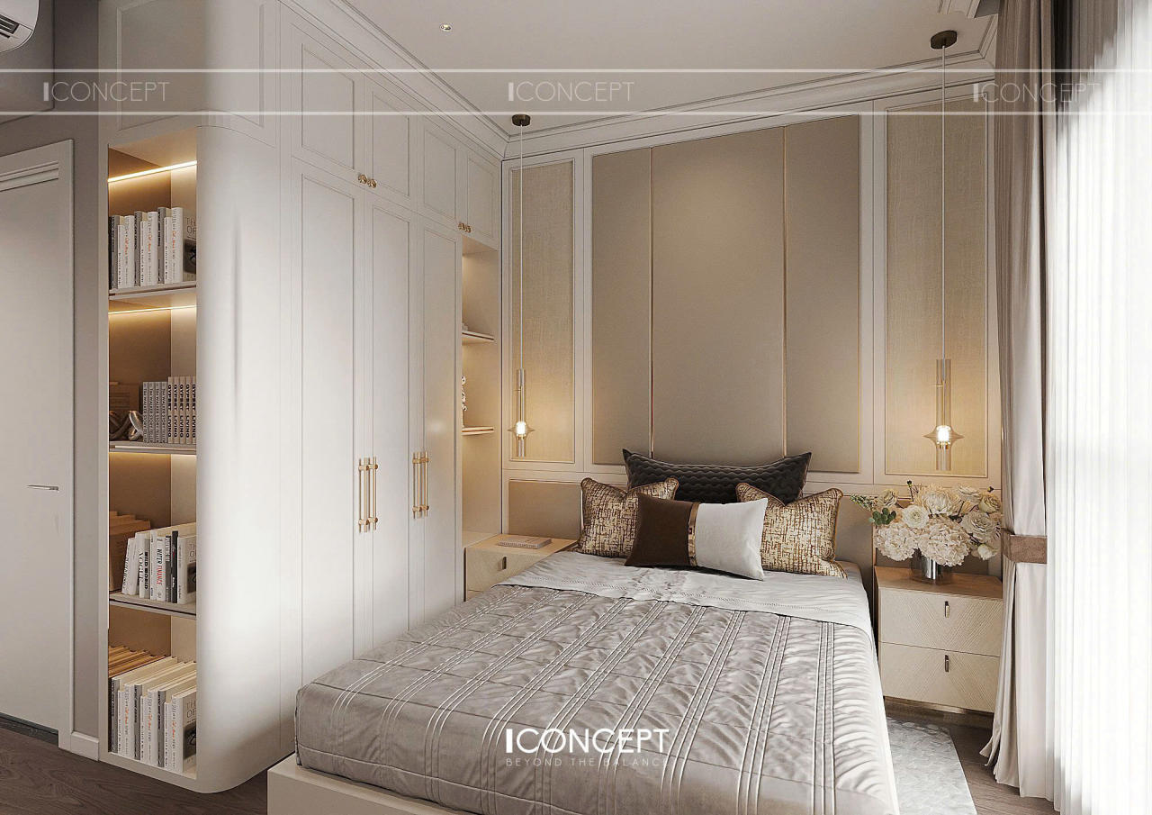Thiết kế phòng ngủ thứ 2 có diện tích hạn chế hơn nhưng vẫn đảm bảo công năng và thẩm mỹ