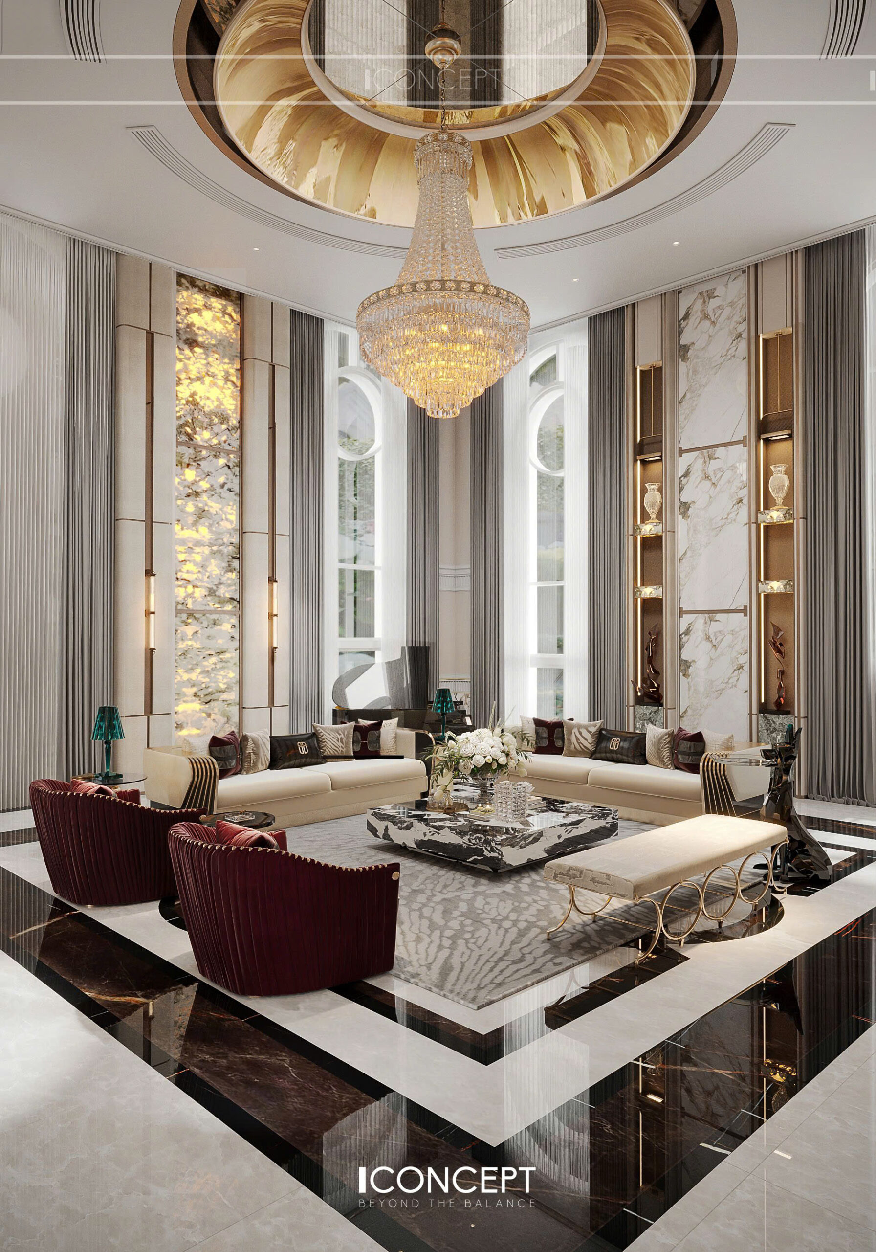 Nổi bật trong không gian là bộ sofa cao cấp với form dáng thanh lịch, gam màu trung tính trang nhã