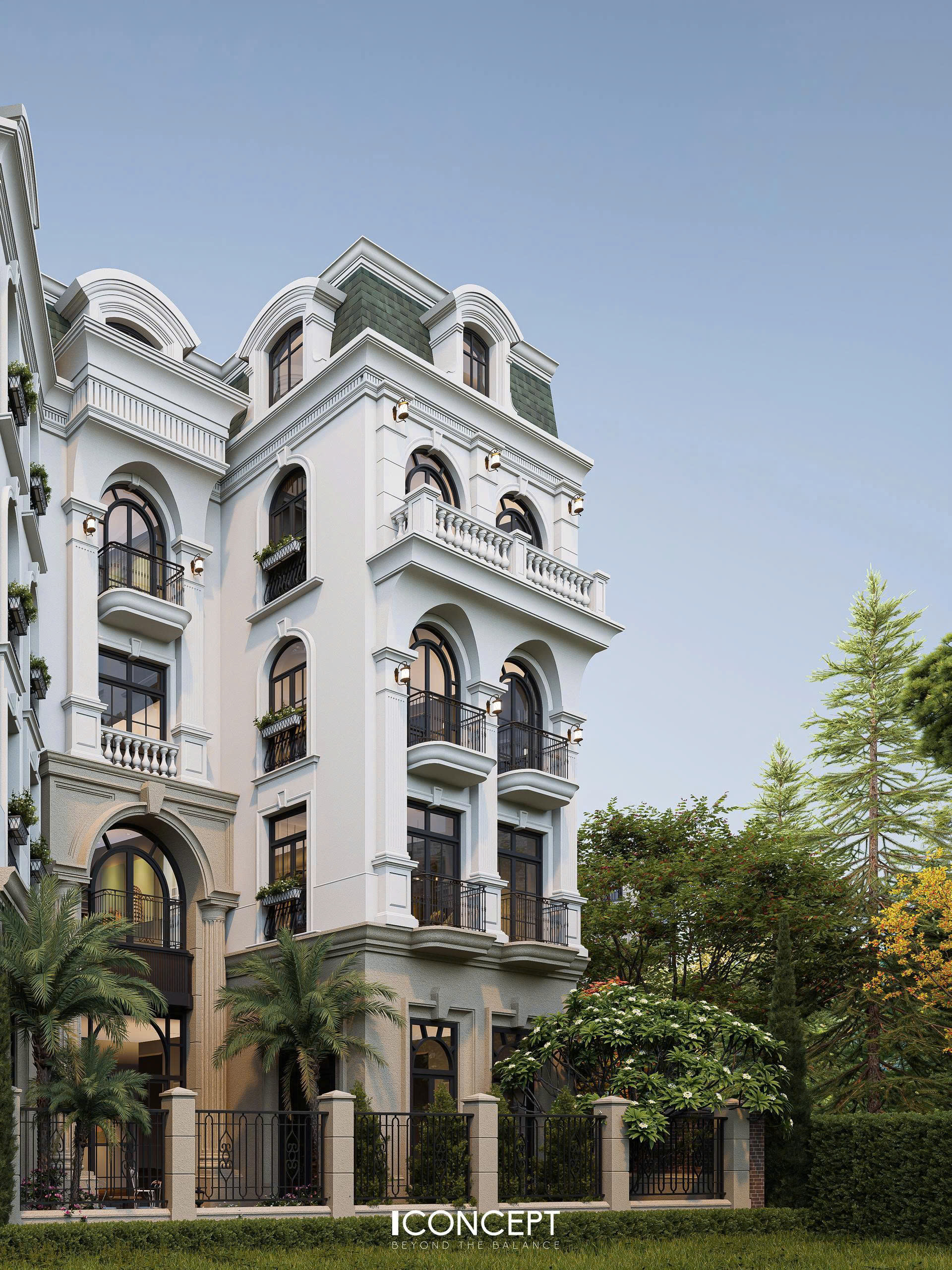 Mái Mansard – biểu tượng của kiến trúc châu Âu – không chỉ gia tăng vẻ sang trọng mà còn mở ra không gian áp mái tiện nghi, đa công năng