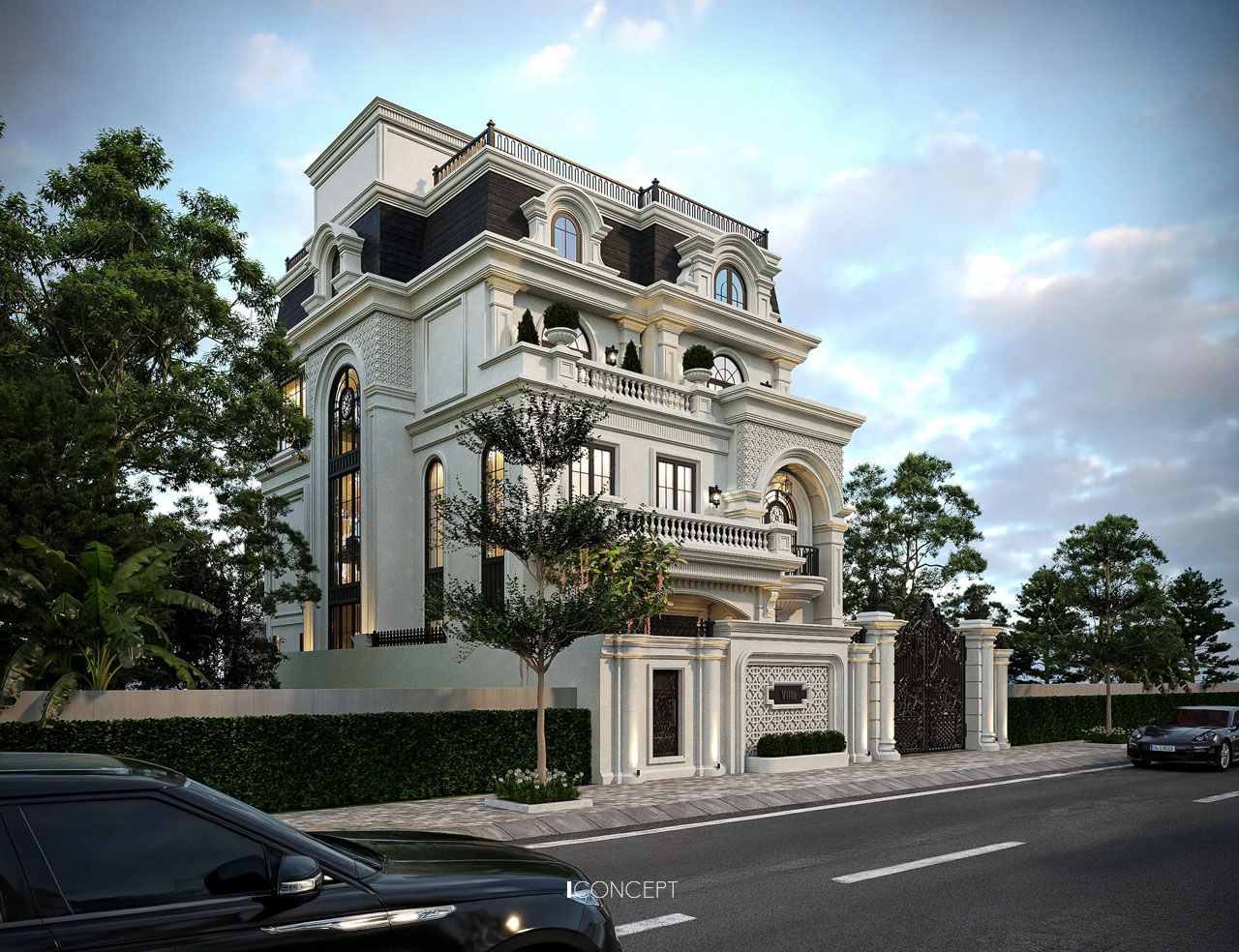 Hệ cột Corinthian vững chãi cùng phào chỉ tinh xảo, tạo chiều sâu cho công trình và mang lại vẻ đẹp sang trọng, quý phái nhưng không phô trương.