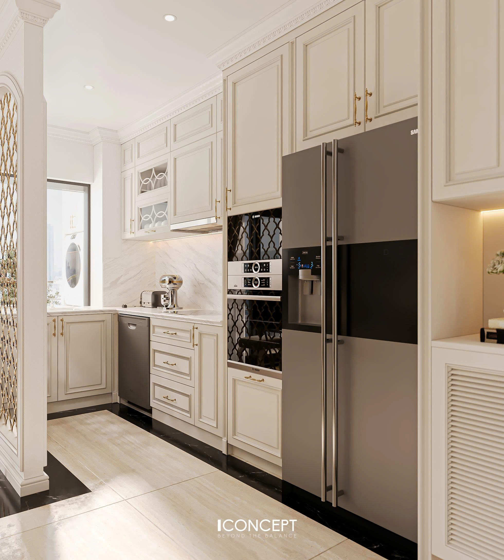 Không gian bếp – ăn được thiết kế như trái tim của căn hộ