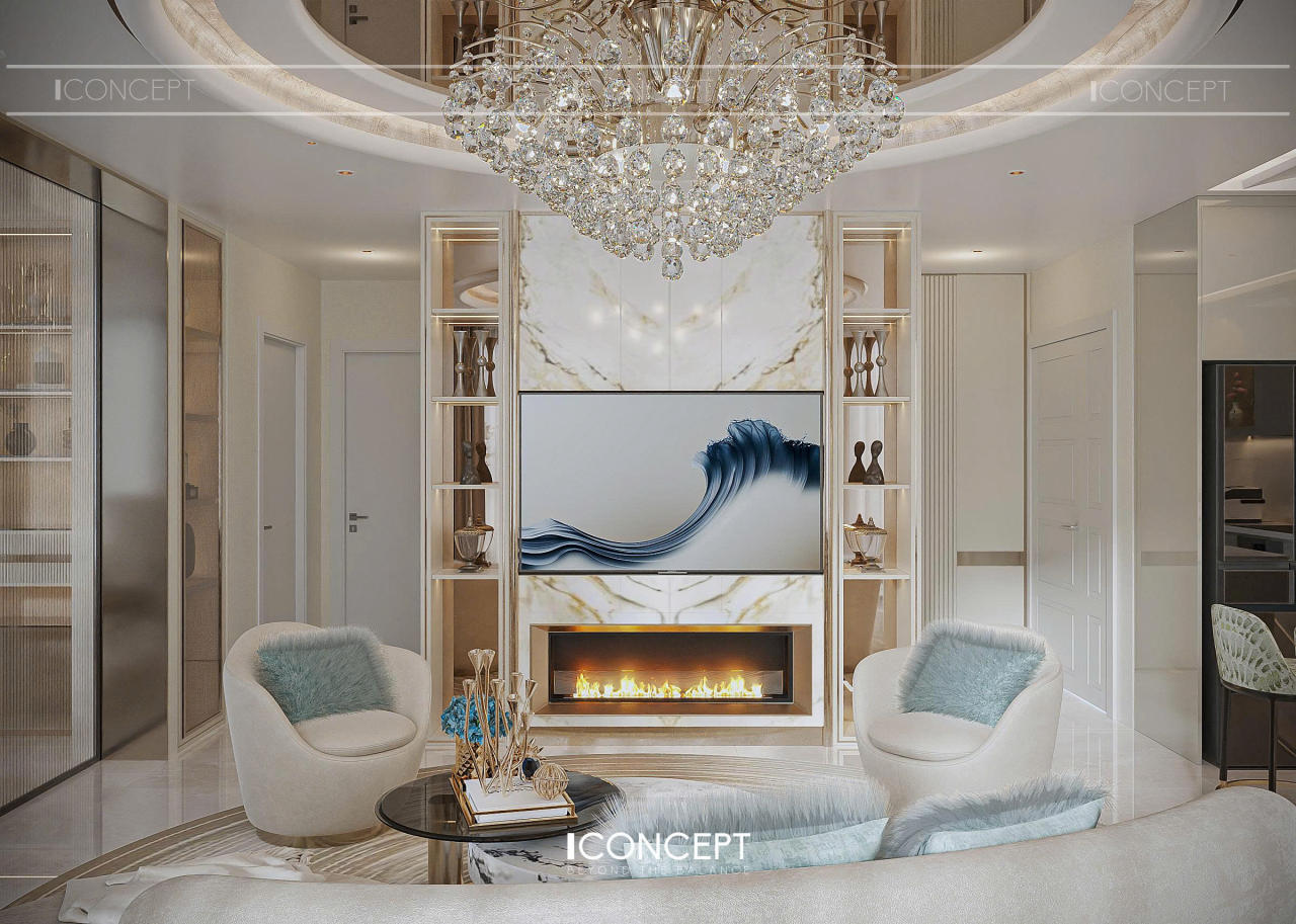 Không gian được tổ chức theo bố cục cân bằng, đường nét tinh giản nhưng đủ chiều sâu, tạo nên cảm giác sang trọng và chỉn chu trong từng chi tiết.