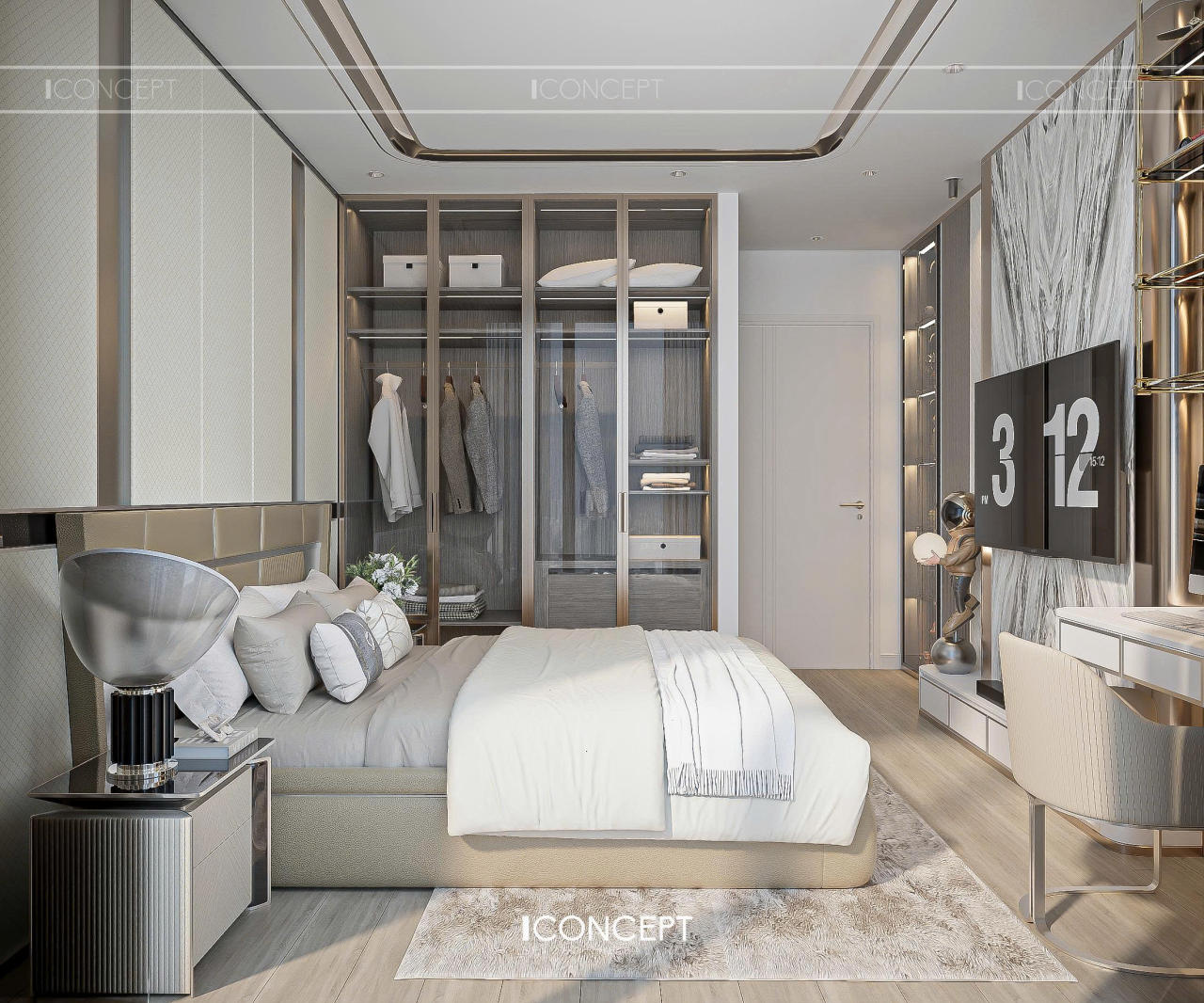 Phòng ngủ phụ được thiết kế theo phong cách thanh lịch và tối giản, sử dụng gam màu sáng giúp không gian luôn thoáng đãng.