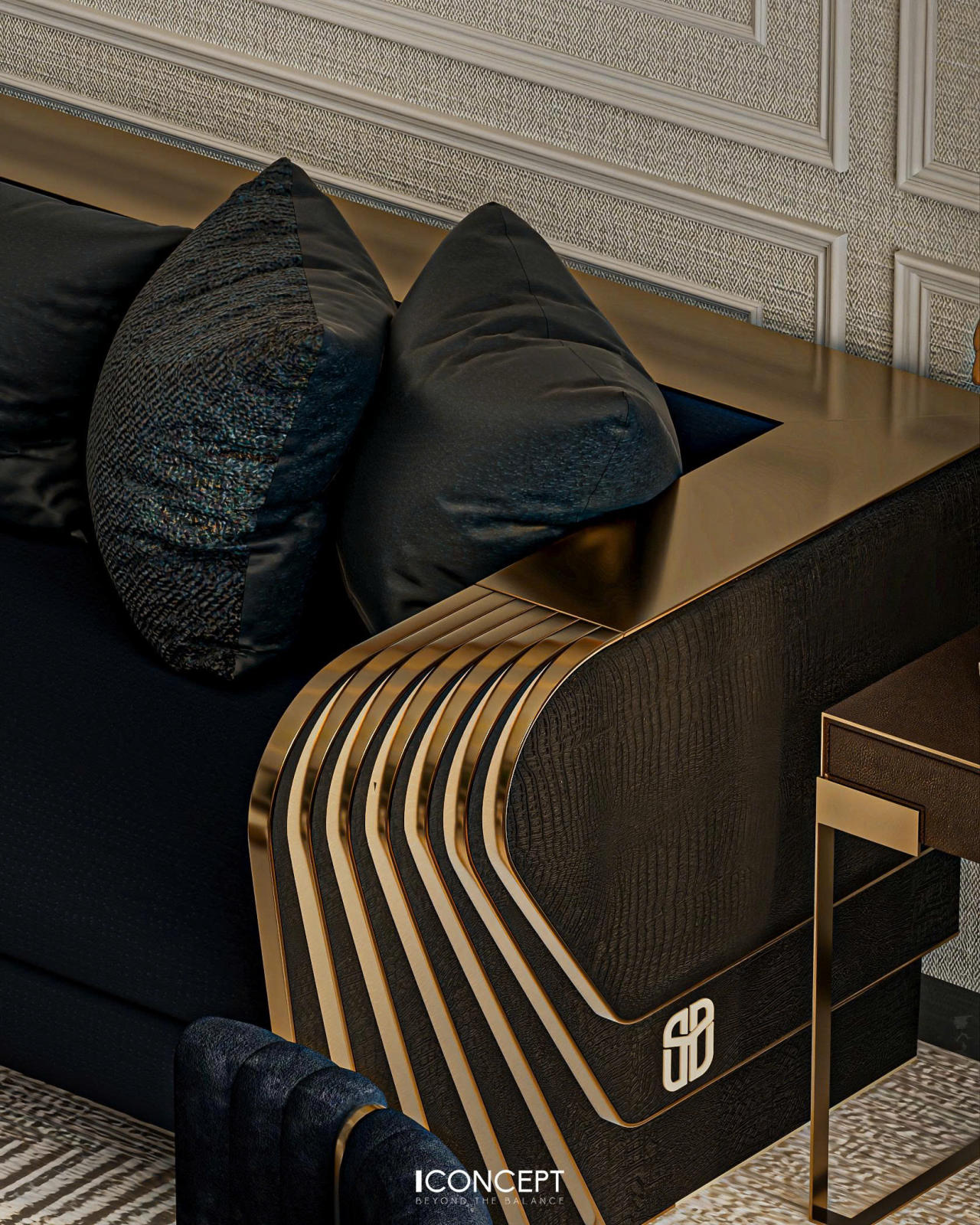 Bố cục được tổ chức mạch lạc, kết hợp nội thất mềm mại giúp không gian tiếp đón vừa sang trọng, vừa tạo cảm giác ấm cúng.