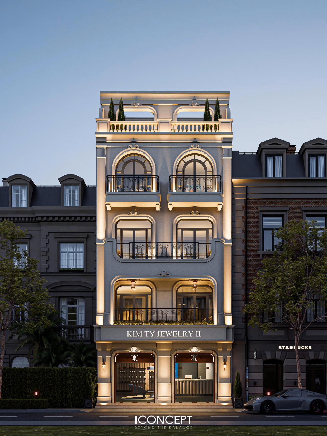 Hệ cửa kính lớn mở rộng tầm nhìn, cho phép ánh sáng tự nhiên tràn vào