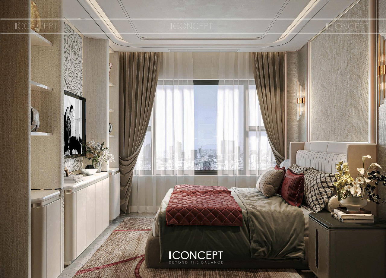 Những đường phào chỉ cong nhẹ nhàng ôm lấy không gian, tạo cảm giác an tâm và ấm cúng.