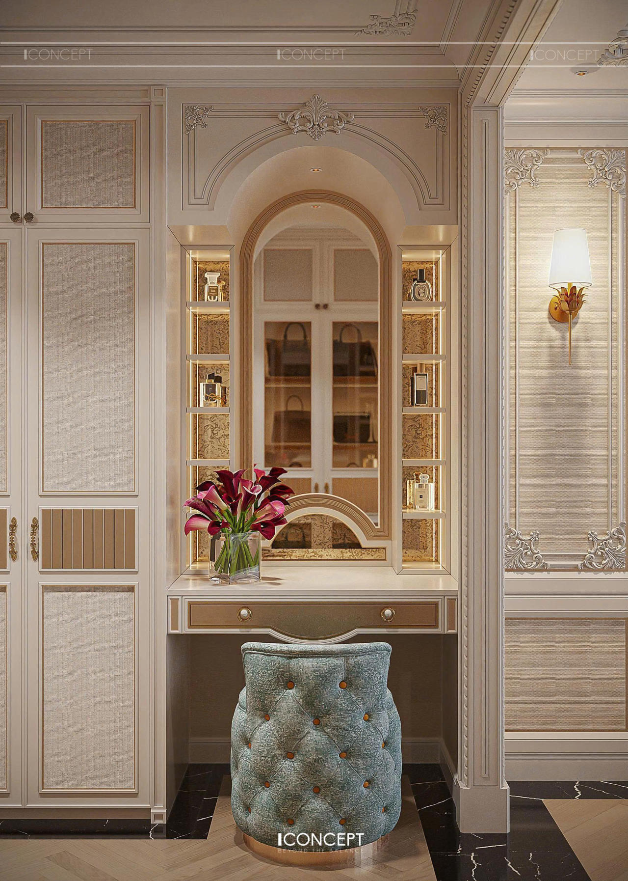 Điểm nhấn xanh pastel được thể hiện xuyên suốt dự án 