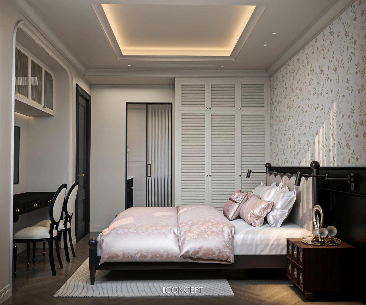 Ánh sáng tự nhiên tràn qua cửa sổ lớn giúp không gian luôn tươi sáng và dễ chịu.