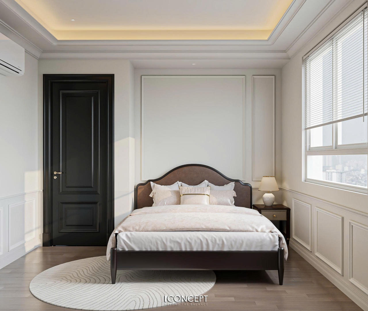 Nội thất gỗ tối màu mang lại chiều sâu và cảm giác ấm áp cho không gian.