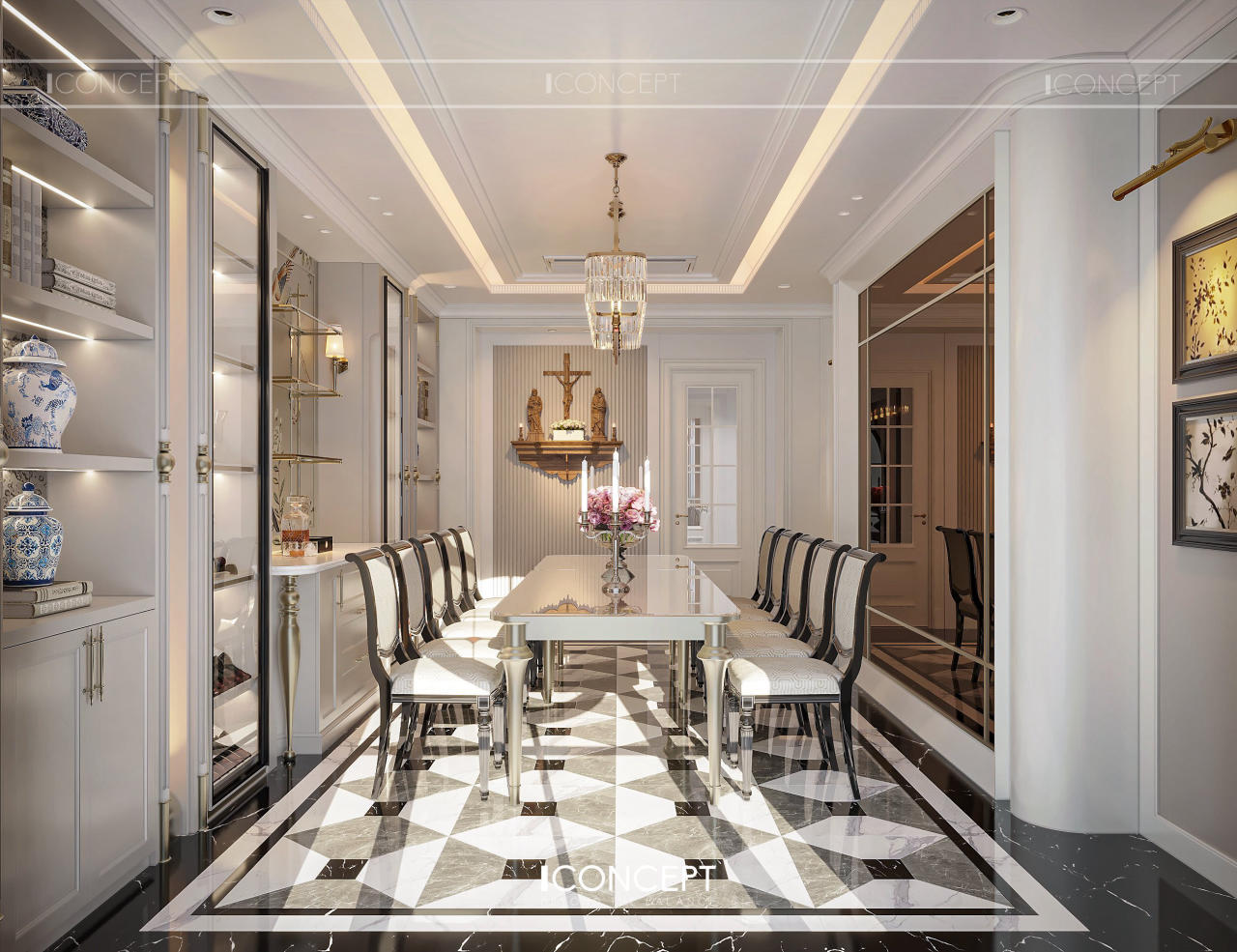 nh sáng vàng ấm được bố trí hợp lý giúp không gian luôn thân thiện và gần gũi