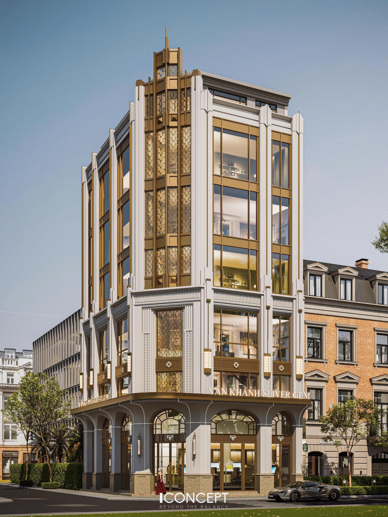 Những đường nét Art Deco được tái hiện bằng tinh thần đương đại — mạnh mẽ, thanh lịch và đầy khí chất giữa lòng đô thị.